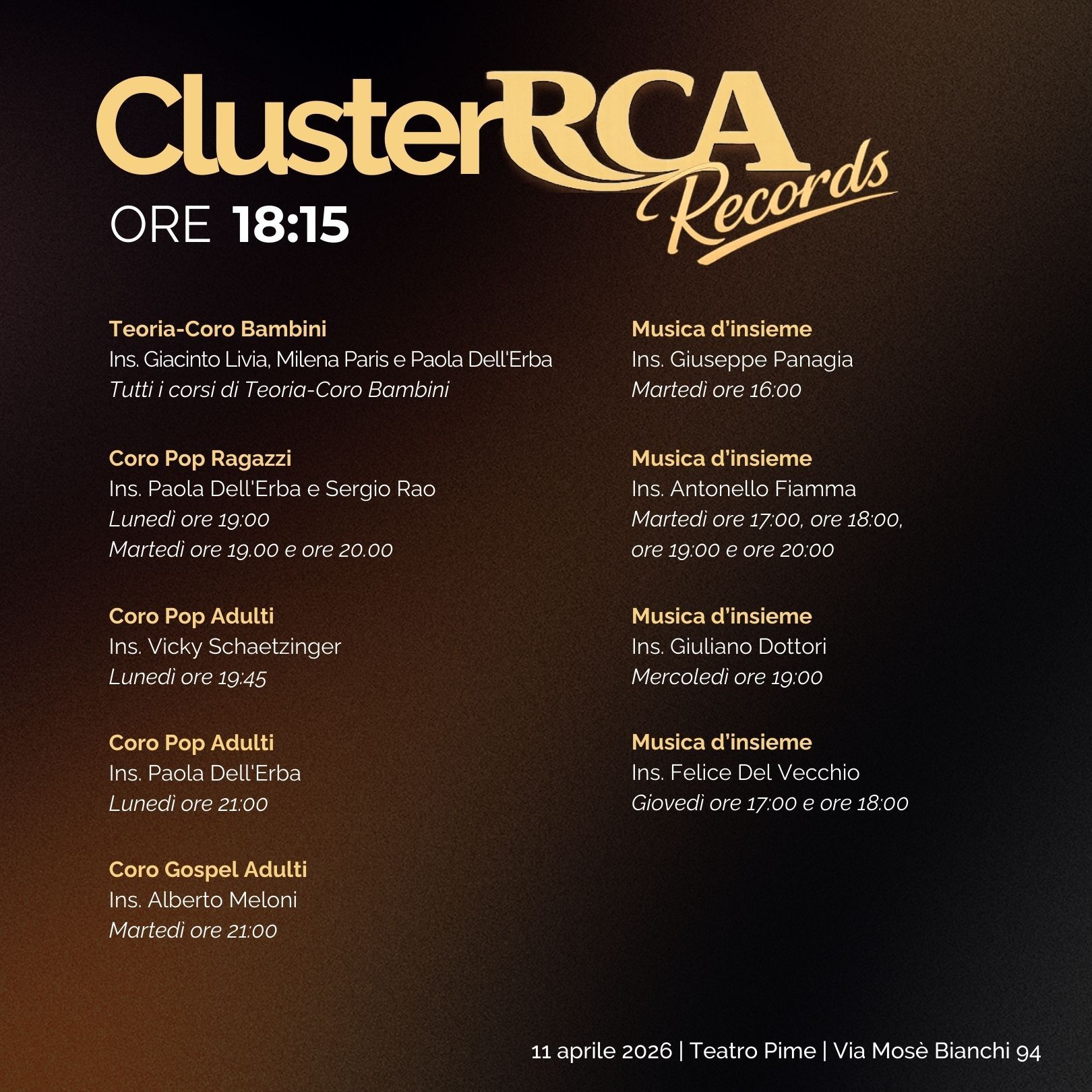 ClusteRCA Records scaletta 0re 18:15